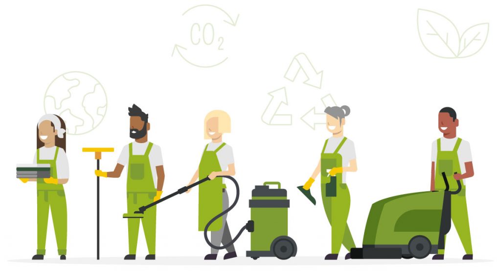 Image of cleaning staff who are cleaning environmentally sustainable 