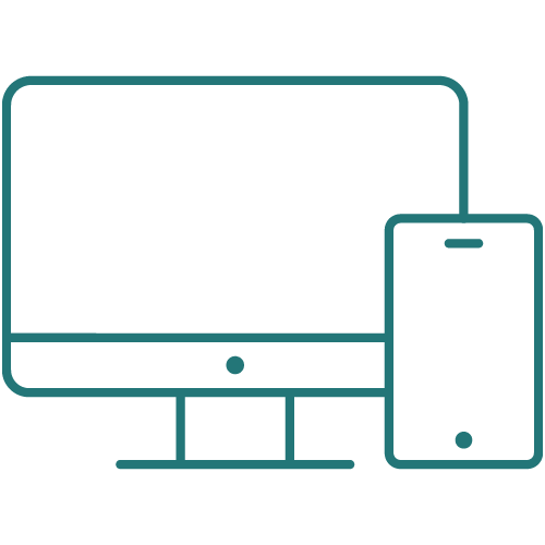 Eine Grafk von einem Computerbildschirm und einem Smartphone